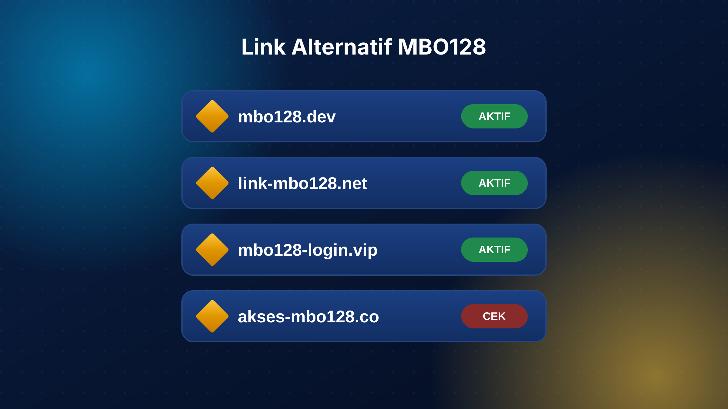 Beberapa pilihan link alternatif MBO128 di layar