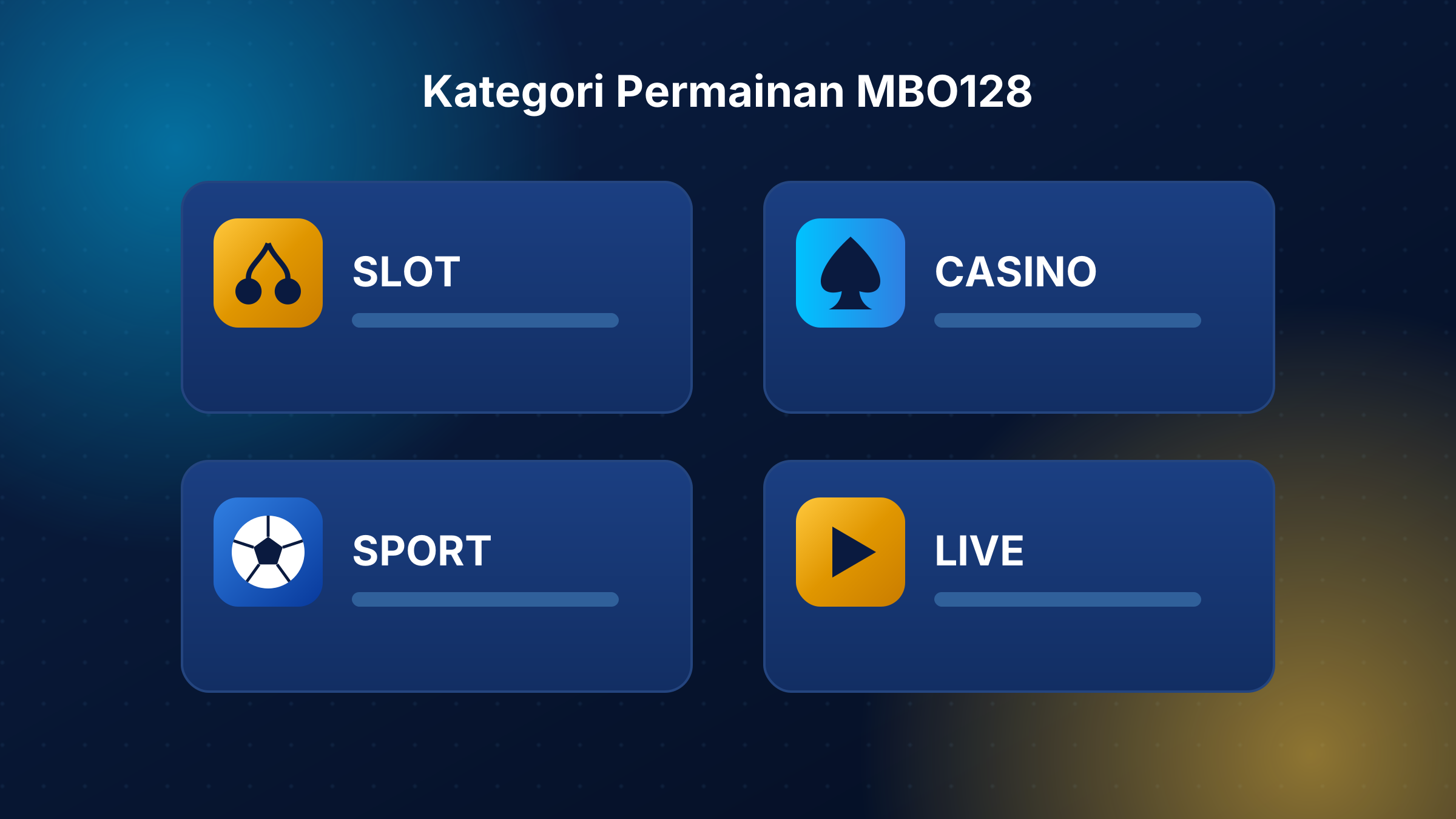 Beragam kategori permainan pada antarmuka MBO128