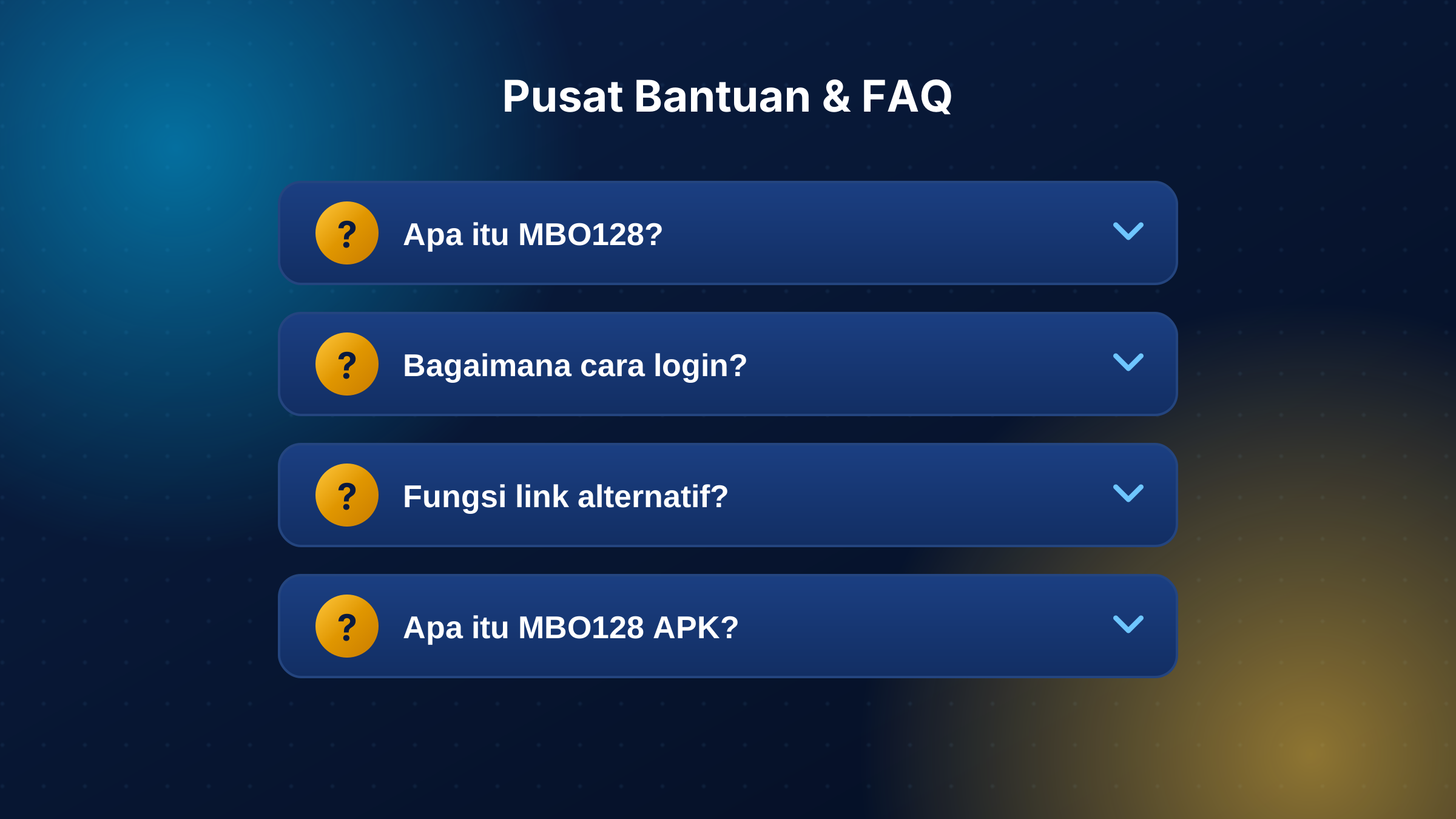 Tampilan pusat bantuan dan FAQ MBO128
